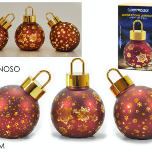 CHRISTMAS GLASS BAUBLES RED 120MM LIGHT 516826