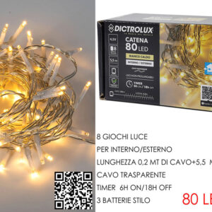 BATTERY LED LIGHTS X 80 WARM WHT. 834395