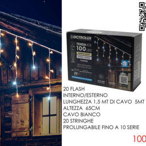 DROP LIGHTS  5 METERS 100 LED 20 FLASH WARM 000875