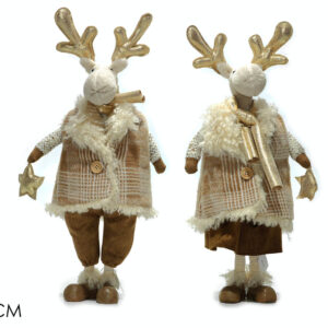 STANDING REINDEER WITH BROWN  DRESS 56CMS  324612