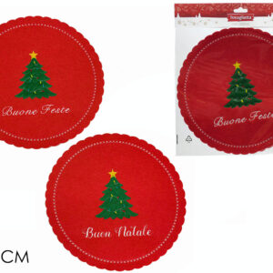 RED FELT TABLEMAT ROUND 35CMS 390952