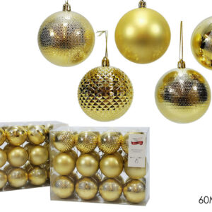 CHRISTMAS BAUBLES  24 PIECE 6 CM GOLD 2 ASS 181130