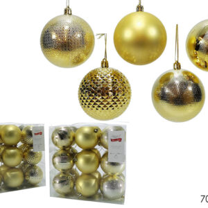 CHRISTMAS BAUBLES 18 SET 7CMS GOLD 2 ASS 181147