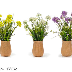 VASE WITH PLANT 9.5 X 38CMS 3 ASS. 979737