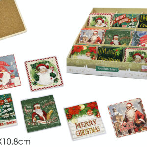 CHRISTMAS GLASS MATS 10.8X 10.8CMS 6 ASS. 339142