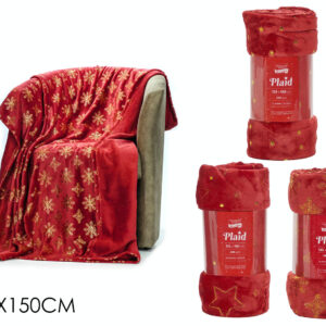 CHRISTMAS PLAID RED WITH GOLD 125 X 150CMS 382315