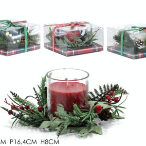 CHRISTMAS CANDLE 9CMS 3 ASSORTED 534400