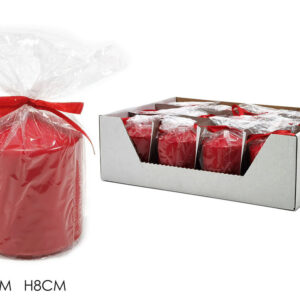 CHRISTMAS CANDLE RED CYLINDER 7 X 8CMS 276096
