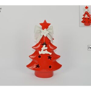 CERAMIC XMAS TREE W/BOW AND LIGHT 632754