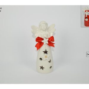 CERAMIC ANGEL W/BOW LIGHTS 632884