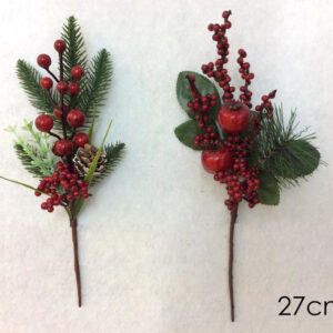 XMAS STEM WITH RED FRUIT 2 ASS 135591