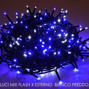 500 LED LIGHTS MIX FLASH ICE WHITE & BLUE 492618