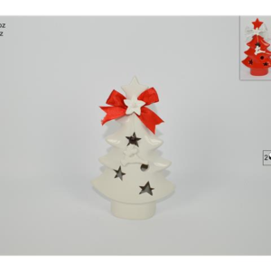 CERAMIC SXMAS TREE W/BOW LIGHTS 632761
