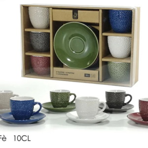 BOX 6 COFFEE MUGS W/SAUCERS 080839