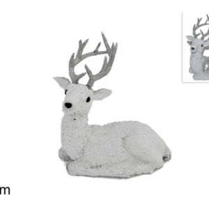 SEATED REINDEER WHITE 24CMS 809118