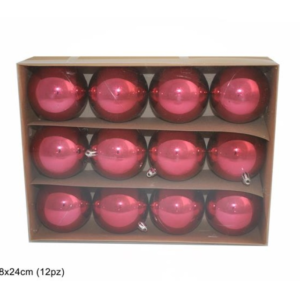 BOX 12 XMAS TREE BALLS LIGHT PINK 900761