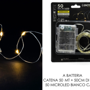 50 MICROLED LIGHTS WITH BATTERIES WARM WHITE