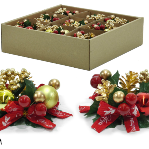 CANDLE HOLDER WITH RED & GOLD