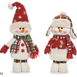 Standing Snowman H60cm, Red with Velvet