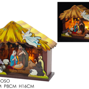 Battery-Operated Nativity Scene with Light, H21cm