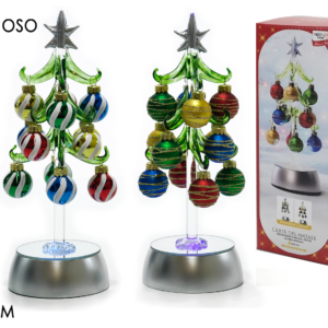 Christmas Tree with 12 Glass Baubles, Battery Operated, Light, H23cm, 2 Assorted
