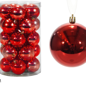 SET 25 BAUBLES 60MM RED