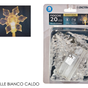 Set of 20 LED Snowflakes, Warm White, Battery Operated