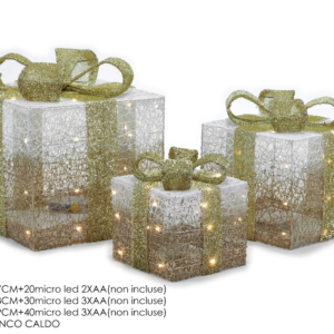 Set of 3 Packs of 90 Micro-LED Lights, White/Gold