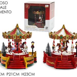 Christmas Carousel, Battery Operated, Light/Musical/Moving, 2 Assorted