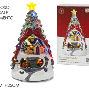 Christmas tree, battery operated, with light/movement/music, 14 cm