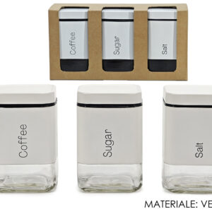 Set of 3 Storage Jars 80cl, Matt White