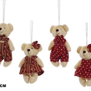CHRISTMAS HANGING BEAR 10CM 4 ASSORTED