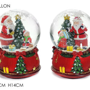 Snow Globe with Musical Box H14cm, 2 Assorted