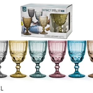 Set of 6 Distinct Wine Glasses, 30cl, 6 Assorted