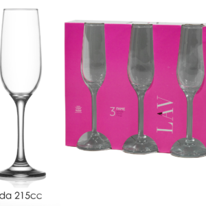 Set of 3 Champagne Flutes, 215ml