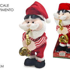 Santa Claus with saxophone, battery operated, with light/movement/music, H 35 cm