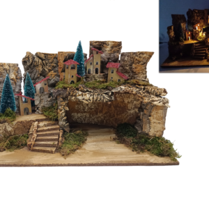 Crib with lights, houses and stairs 58x34x36cm