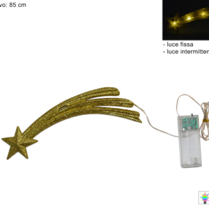 Gold comet star, 19 cm, with battery-operated light