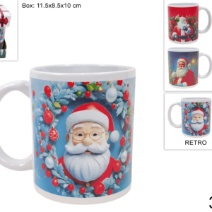 Christmas mug, 325 ml, Santa Claus design, 4 assorted