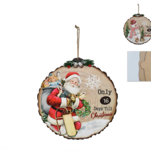 Wooden trunk hanging decoration with Advent calendar, 29 cm, 2 assorted