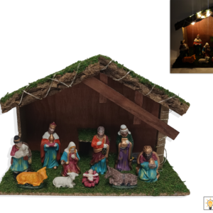 Hut with nativity 10 pcs with 20 battery-operated microLED lights