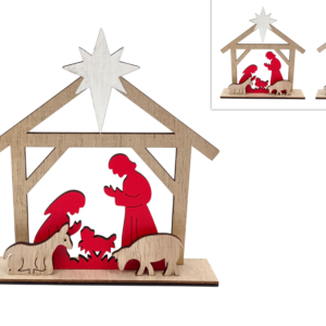 Wooden Nativity decoration, 2 assorted