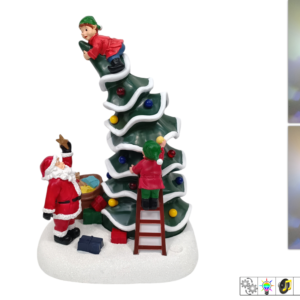 Christmas tree carousel with child and Santa Claus, lights, sound & movement