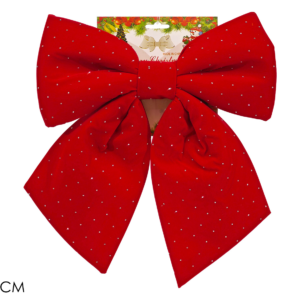 Red Velvet Bow 30 × 35cm with Rhinestones