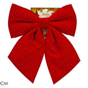 Red Velvet Bow 35 × 40cm with Rhinestones