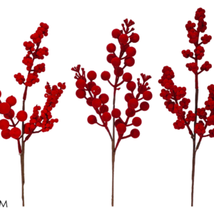 Red Christmas Branch with Berries 35cm, 3 Assorted