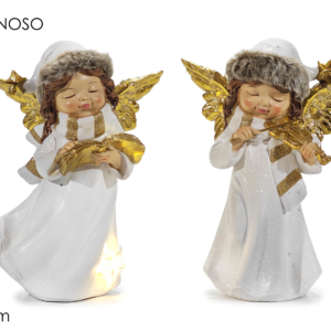 White and Gold Angel, Battery-Operated Light, 16 × 11 × H23cm, 2 Assorted