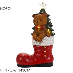 CHRISTMAS BEAR IN BOOTS WITH LIGHTS