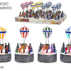 Christmas Scene H18cm, Battery-Operated, Light/Moving, 4 Assorted