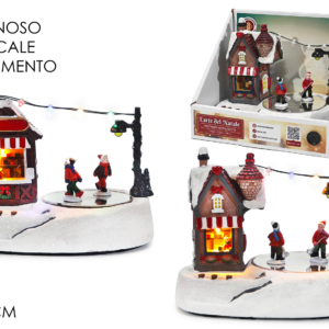 Christmas Scene H15cm, Try-Me, Light/Musical/Moving, 2 Assorted